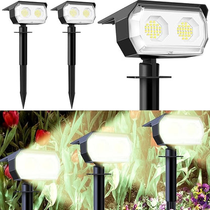 Solar Spot Lights Outdoor,IP65 Waterproof 48LED Path Lights with 3 Lighting Modes, Garden Yard Pathway Pool Wall Lights (Cool White, 6 Pack)