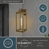 VAXCEL Kinzie Outdoor Porch Light, 6" W x 16.75" H Gold Brass Outdoor Lantern, Modern Dusk to Dawn Wall Light for | Lumora
