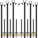 6 Pack String Light Poles,Metal Poles for Hanging Outdoor Light Strings,6 Pack 10 FT Light Poles Stand for Outside | Lumora