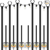 6 Pack 10 ft Heavy Duty Metal String Light Poles Adjustable Outdoor Lighting Stand for Patio,Backyard,Garden,Party | Lumora