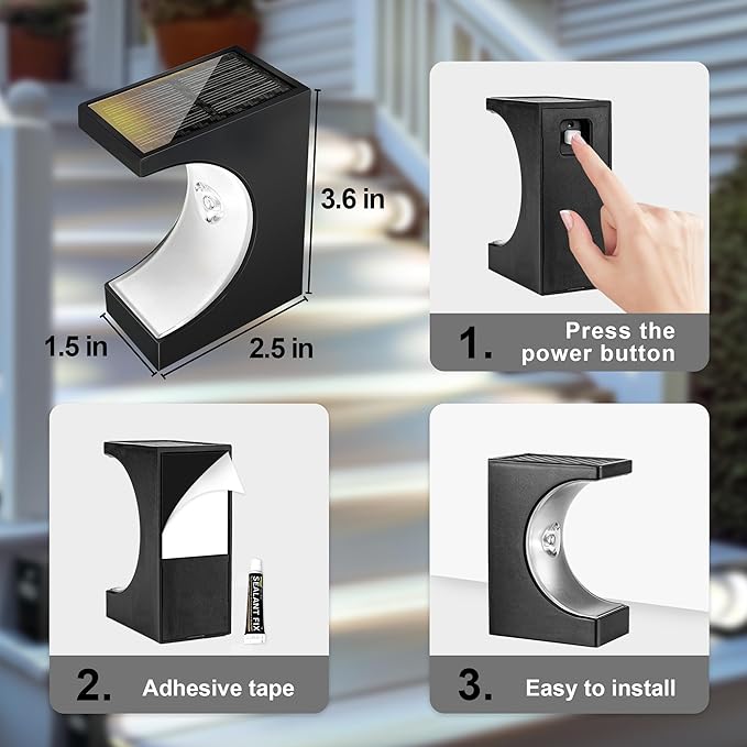 Crescent-Shaped Solar Step Lights for Outside Waterproof IP67,Long-Lasting LED Stair Light - Outdoor Path Light | Lumora