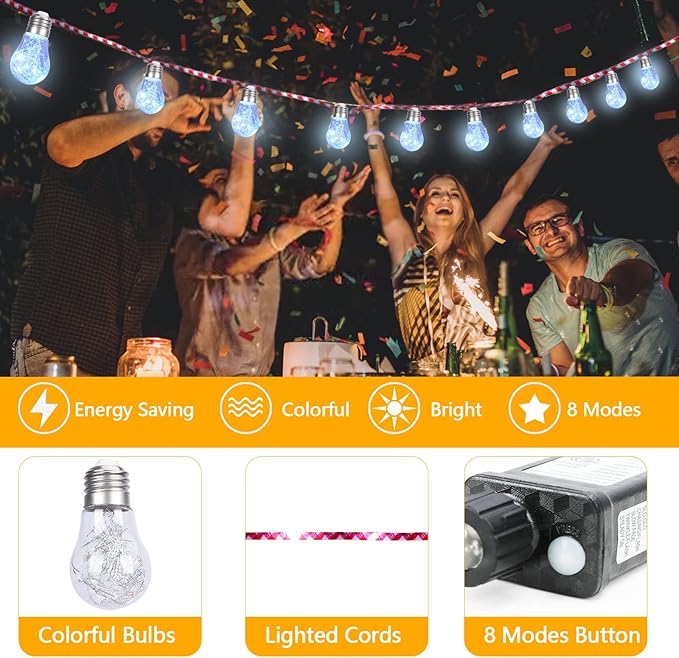 Vigdur Multicolor Globe String Lights - Color Changing Fairy Lights Plug in with 10 Plastic Bulbs, Indoor Outdoor Light for Bedroom Party Wedding (10ft)