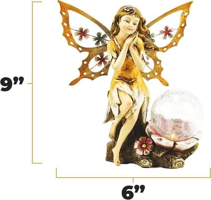 Fairy Solar Garden Light with Color Changing LED Crackled Glass Globe