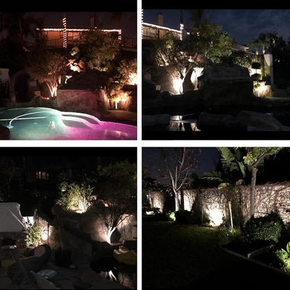 8Pack 5W Low Voltage Landscape Lights with Connectors Outdoor Lighting 24V AC/DC Focusing Lens LED Landscape Spotlights,600LM Warm White Waterproof Outdoor Garden Yard Lights