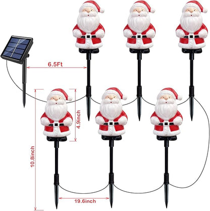 Upgraded 6-Pack Solar Christmas Garden Stake Lights, Outdoor Waterproof Solar Santa Claus Stake Christmas Pathway Lights for Garden Decorations Lawn Pathway Patio (8 Modes)