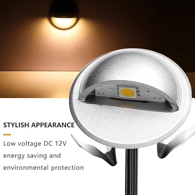 LED Stair Light Low Voltage Waterproof IP65 Outdoor 1-2/5" Recessed Wood LED Deck Lighting Yard Garden Patio Step Landscape Pathway Decor Lamp(1pcs,Warm White)
