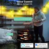 96FT Outdoor String Lights, DIY Infinite Colors, Music Sync Dimmable, WiFi Alexa/Google Assistant Compatible | Lumora