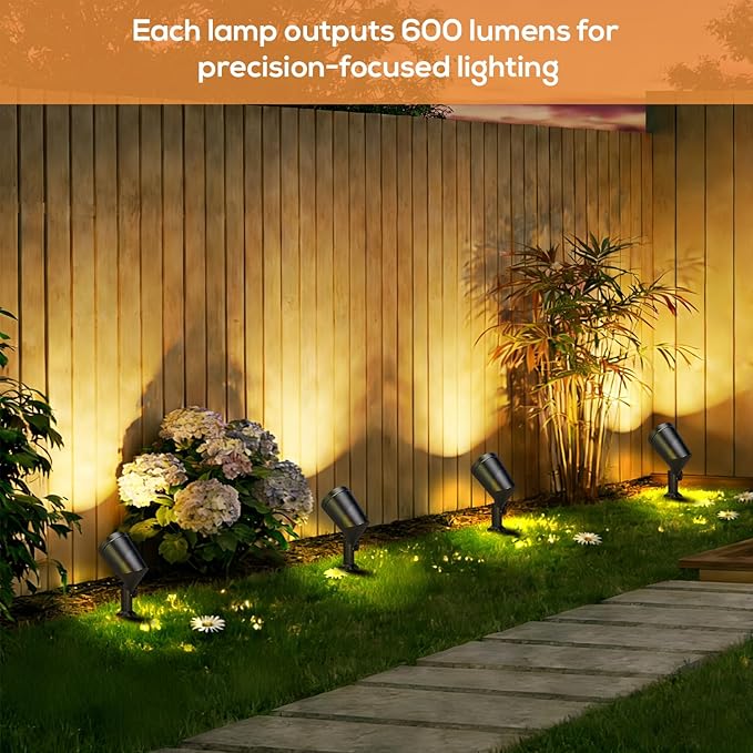 SUNTHIN Outdoor Landscape Lights 8 Pack, 600LM per Light, Retro Aluminum Light Socket | Lumora
