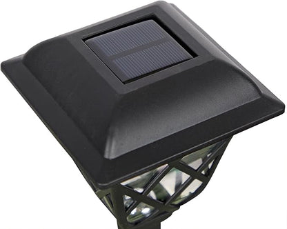 Alpine Corporation 16"H Solar Criss Cross Pathway LED Lights, Weather-Resistant Dusk and Dawn Automatic Light Sensor for Garden Landscapes, Black, Set of 4