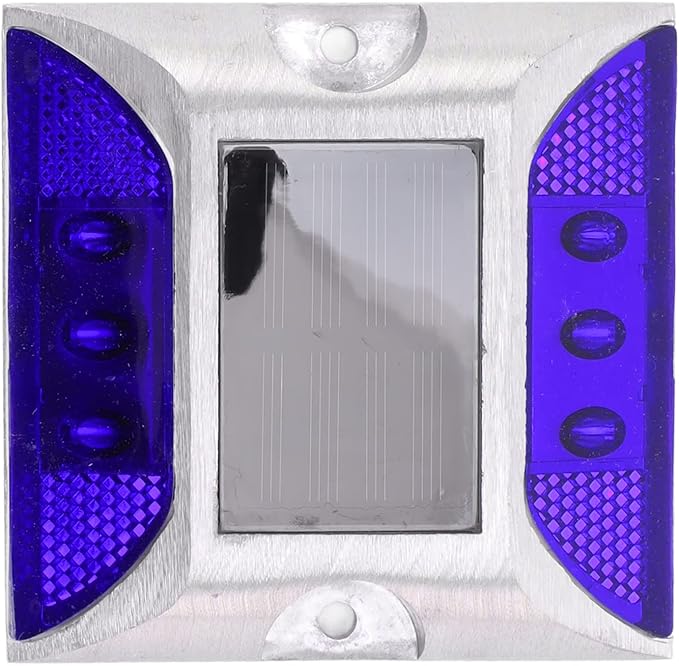 Solar Driveway Lights, Cast Aluminum IP68 Light with 72H Runtime for Pathway and Highway Marking (Blue)