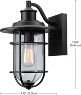 GLOBE Electric 44094 1-Light Outdoor/Indoor Wall Sconce, Black Finish, Seeded Glass Shade, Coastal Modern Design | Lumora