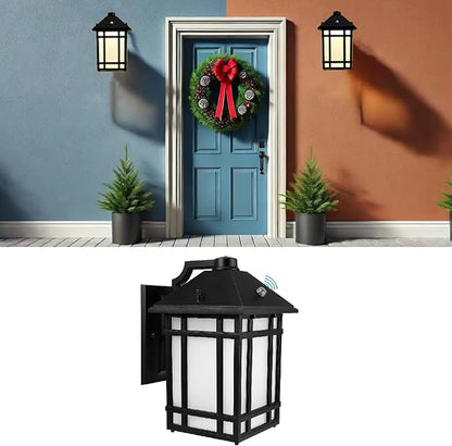 LEONLITE Dusk to Dawn Outdoor Wall Lights, 1219lm 14W LED Wall Sconce Light Fixtures, Frosted Glass Exterior Wall Lantern, Waterproof Porch Lights, ETL & ES Listed, 3000K Warm White