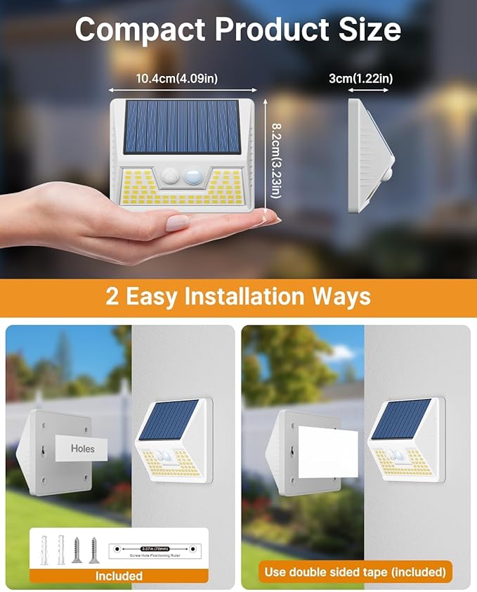 12 Pack Solar Lights Outdoor Motion Sensor, Waterproof Fence Lights with 3 Lighting Mode, Warm White LED Deck | Lumora