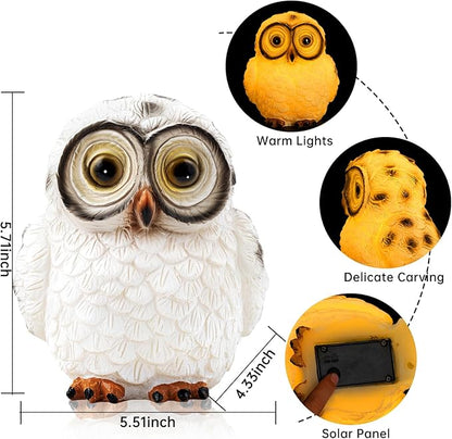 Solar Owl Statue Light - Handcrafted Resin Outdoor Decoration with Warm LED Glow, Weatherproof and Eco-Friendly Solar-Powered Garden Ornament for Lawn, Patio, Yard, for Owl Lovers