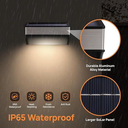 Solar Deck Lights 8 Pack Outdoor Waterproof - Step Lights for Stairs & Fence, 8 Color Changing Security Lighting with Auto On/Off, Wall Lights for Patio/Yard/Pathway (Warm/Cool White + RGB)