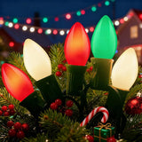 Abeja C9 Christmas Lights Outdoor, 25Ft Vintage Ceramic Christmas String Light with 26 Red White Green Bulbs (1 | Lumora