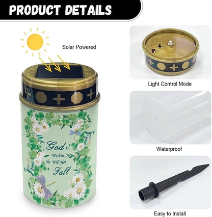 White Daisy Outdoor Solar Lights for Yard Decorative Waterproof Solar Light for Cemetery Grave Flameless Candle for Cemetery Garden Backyard Outdoor Decor Multipurpose Solar Lights