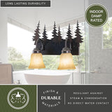 VAXCEL Yosemite 2-Light 16.75 inch Wide Burnished Bronze Rustic Cabin Bathroom Vanity Lighting Fixture, Amber Flake | Lumora