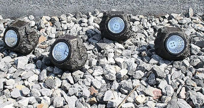 Solar Powered Rock Lights Outdoor Solar Garden Rock Light Outdoor 4LED Solar Powered Rock Stone Spotlight for Gardens Pathway Patio Yard Driveway Tree Pool Porch Deck Landscape,2 Pack