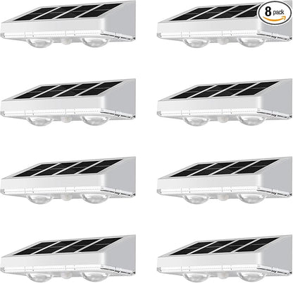 NIORSUN Solar Fence Lights,8 Pack Solars Deck Light,Warm White Color,Outdoor Bulb Waterproof Led IP65,Power Patio Lamp with Lenses for Outside/Backyard/Railing/Yard（White）