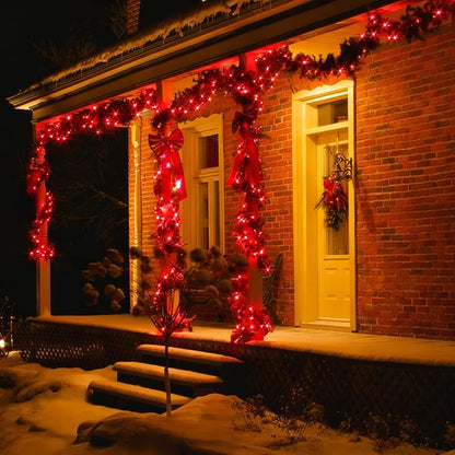LAMPHOME Red Valentine's Lights, 300 Lights 63.8ft(2pk of 150L) Incandescent Mini Christmas String Lights, Waterproof Red Lights for Indoor Valentine's Day Garland Birthday Wedding Party Xmas Tree