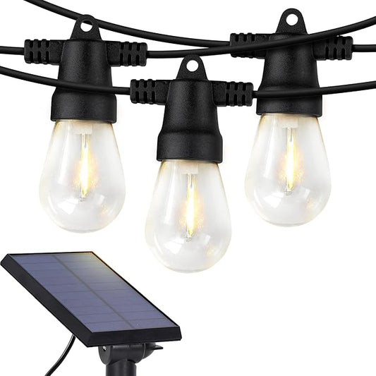 Brightech Bundle Ambience Pro Solar Powered Outdoor String Lights, 27 ft + Portobello Cordless LED Touch Table Lamp