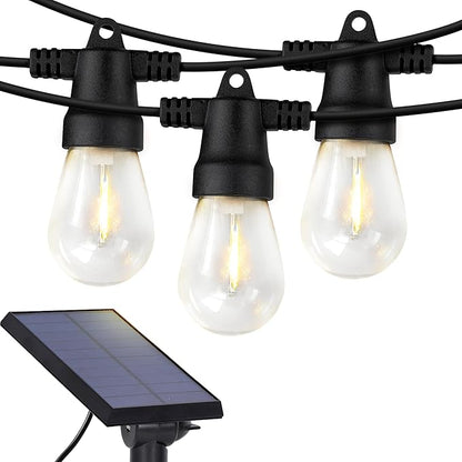 Brightech Bundle Ambience Pro Solar Powered Outdoor String Lights, 48 ft + Portobello Cordless LED Touch Table Lamp