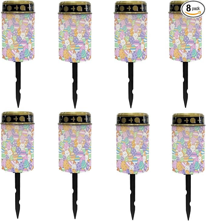 Cemtery Lights Outdoor Grave Decoration Lantern Easter Egg and Rabbit Solar Garden Stake Lights Flameless Warm White Lights for Grave Cemetery Solar Lights Outdoor Waterproof Stoplights