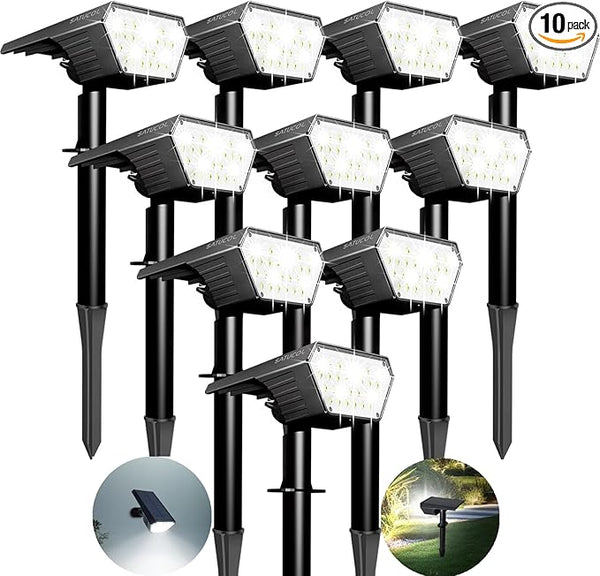 10 Pack Solar Spot Lights Outdoor,Auto On/Off Solar Lights Outdoor Waterproof IP65,2-in-1 Solar Powered Outdoor | Lumora