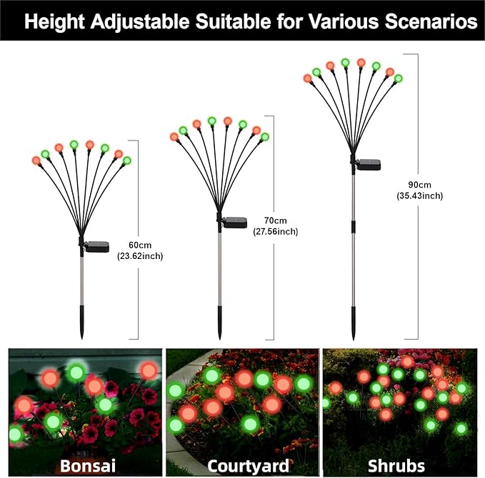 Solar Firefly Lights Outdoor Waterproof; 8 Modes Red and Green Firefly Swaying Solar Garden Lights Stakes for | Lumora