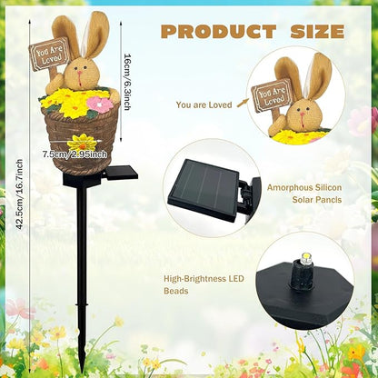 Solar Garden Bunny Lights Outdoor, Waterproof Solar Decorative Lights Outdoor Rabbit Bunny Statue Solars Garden Decorations Outside Solars Light for Yard Lawn Pathway Patio (You are Loved)