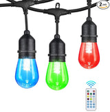 24FT Solar Outdoor String Lights, 12 Shatterproof Edison LED Bulbs, Dimmable RGB Color Changing Patio Lights | Lumora