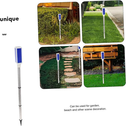2pcs Solar Roadblock Light Solar Pathway Lights Landscape Lighting Driveway Marker Lights Traffic Stop Light Yard Markers LED Garden Lights Blue Stainless Steel