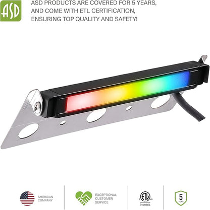 ASD LED 7 Inch Retaining Wall Light Fixture, Hardscape Paver Lighting | RGBW, App & Voice Control, Waterproof, ETL Listed | 3W 110LM RGB-2700K-6500K 12V | Landscape Step Illumination | Black, 16 Pack