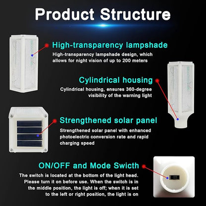 Aolyty Solar Lights Outdoor, Waterproof Driveway Markers Reflective, Warning Flash Light with 2 Lighting Modes, LED Solar Light 4 Pack for Parking Lots, Yard, Sidewalk, Stop Sign, 30 Inches (White)