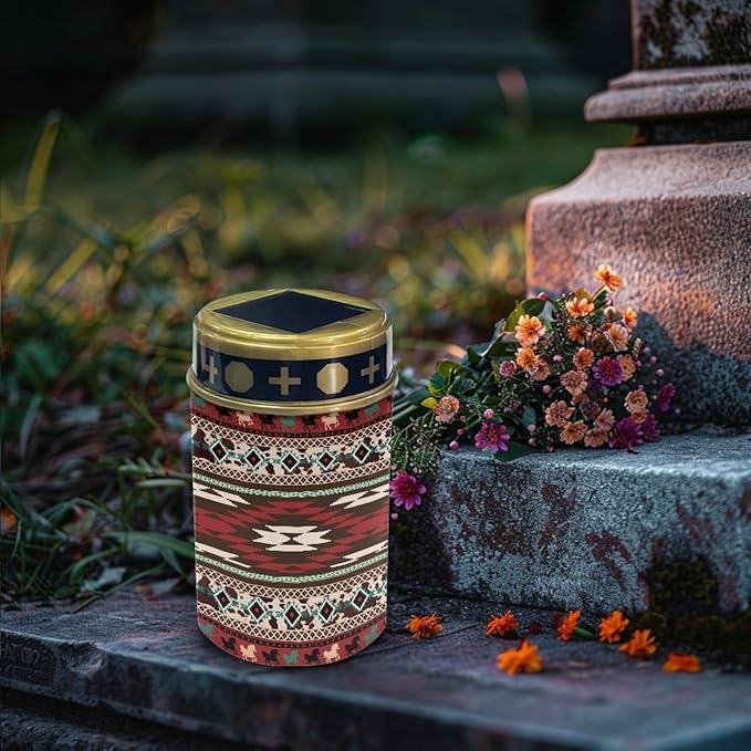 Red Western Aztec Solar Lights for Outdoor,Waterproof Solar Lantern for Outside,Flameless Solar Garden Stake Lights | Lumora