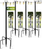 String Light Poles for Outside 4 Pack, 10ft Metal Outdoor String Light Poles for Deck - Ideal for Patio, Garden | Lumora