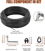 String Light Hanging Kit, Full Black Globe String Lights Suspension Kit w/ 100FT PVC Coated Steel Cable & Enough | Lumora