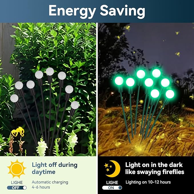 Solar Garden Lights Outdoor Waterproof, 2 Pack 16 LED Swaying Light Firefly Light Outdoor Decor Lights for Pathway | Lumora