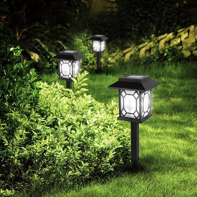 Uonlytech 2pcs Solar Garden Lights Elegant Outdoor Lawn Lamps for Pathway Driveway Full Solar Powered Landscape Pillar Light for Pool and Garden Decor White