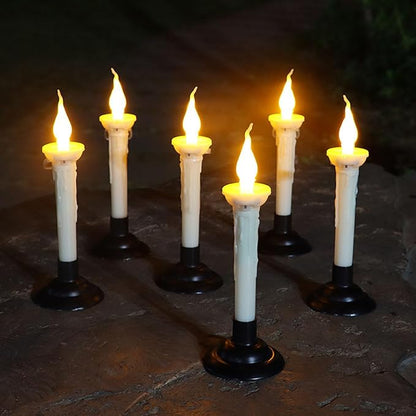 ViaGasaFamido 4pcs Solar Pathway Lights Outdoor Landscape Lights Tapered Candles Flickering Warm Yellow Light for Garden Yard with Bracket