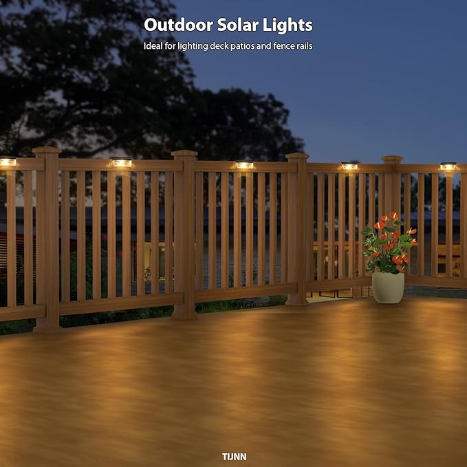 TIJNN Solar Deck Lights, Outdoor Lighting Solar Fence Light Waterproof Backyard Essentials Patio Decor,for Outdoor | Lumora