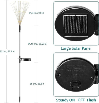 JJGoo Solar Firework Lights, 2 Pack 120 LEDs 2 Lighting Modes Solar Garden Lights Outdoor Waterproof for Yard Patio Walkway Pathway Party Wedding Christmas Decorative - Orange and Purple