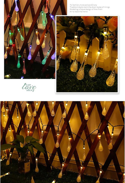 Solar String Lights Outdoor Lights led Water Drop Bubble String Lights 8 Functions Outdoor Engineering Lantern Christmas Garden Decoration