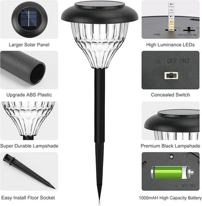 Solar Color Changing Lights Waterproof IP67 - LED Outdoor Pathway Lighting Decorative Garden Landscape Path Lights Ground Spotlights Warm Light LED Luce Solares for Street Walkway Sidewalk 2pcs