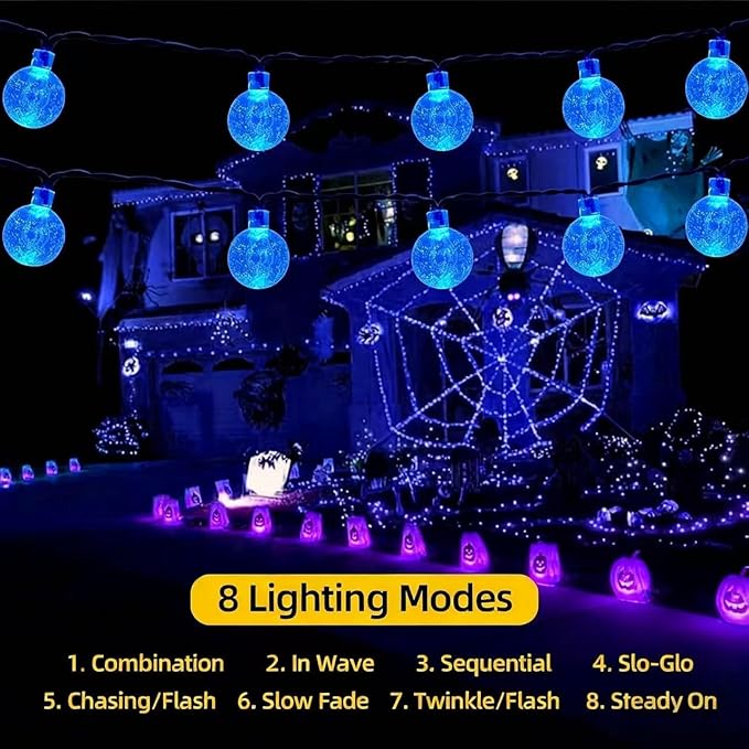 20 LED Decorations Crystal Globe Solar String Extra-Bright Outdoor Lights with 8 Lighting Modes Waterproof Solar | Lumora