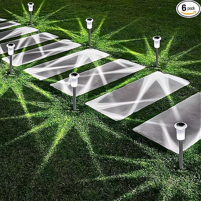 6 Pack Solar Pathway Lights Outdoor – Waterproof Warm White LED Landscape Lighting for Yard, Garden, Driveway, Walkway, Patio, Lawn, Path