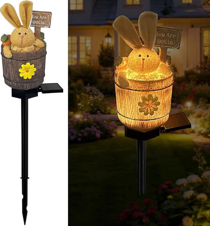Solar Garden Bunny Lights Outdoor, Waterproof Solar Decorative Lights Outdoor Rabbit Bunny Statue Solars Garden Decorations Outside Solars Light for Yard Lawn Pathway Patio (You are Special)