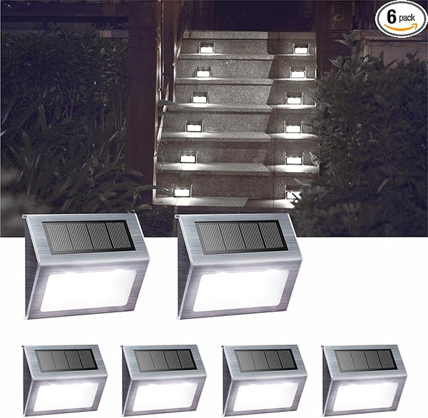 XLUX Solar Powered Lights for Deck Steps Stairs Fences Pathway Path, LED lamp, Outdoor Waterproof, White Light 6 | Lumora