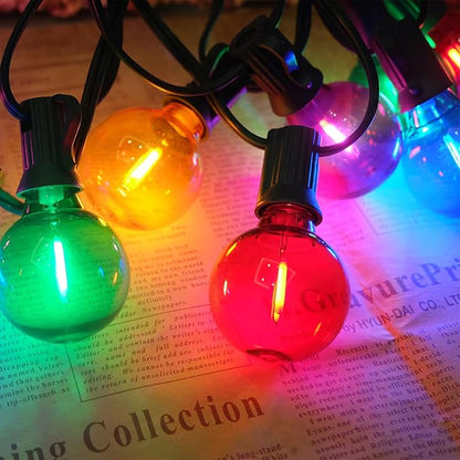50FT Multicolor LED Outdoor String Lights, G40 Globe Dimmable Christmas Light with 27 Colorful LED Bulbs, Connectable Outdoor Patio Lights for Garden Balcony Porch Christmas Decor